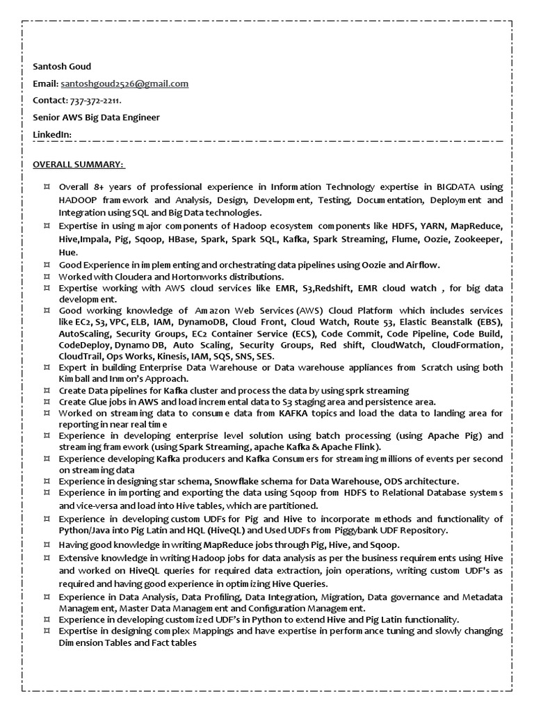 Santosh goud senior aws big data engineer download free pdf