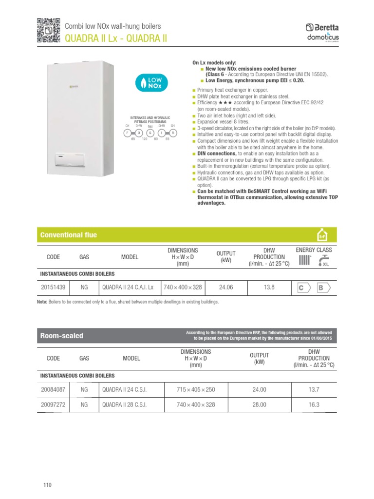 Quadra Ii LX Quadra Ii Combi Low Nox WallHung Boilers PDF Water