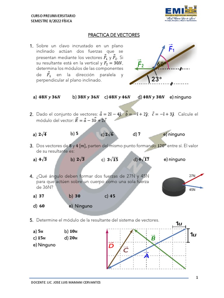 01 Practica de Vectores | PDF | Vector Euclidiano | Triángulo