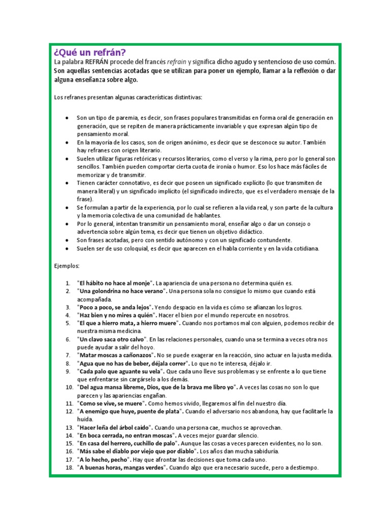 Recopila Y Comparte Refranes Dichos Y Pregones Populares Pdf