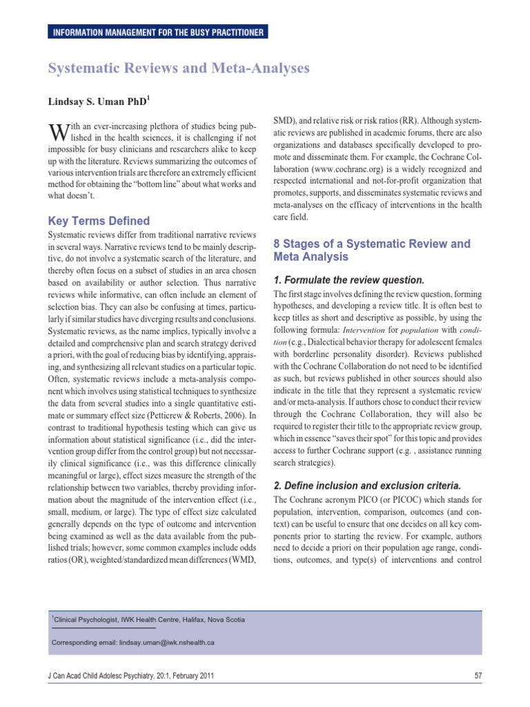 Systematic Reviews and Meta-Analyses | PDF | Systematic Review ...