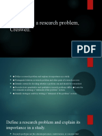 Identifying A Research Problem, Creswell