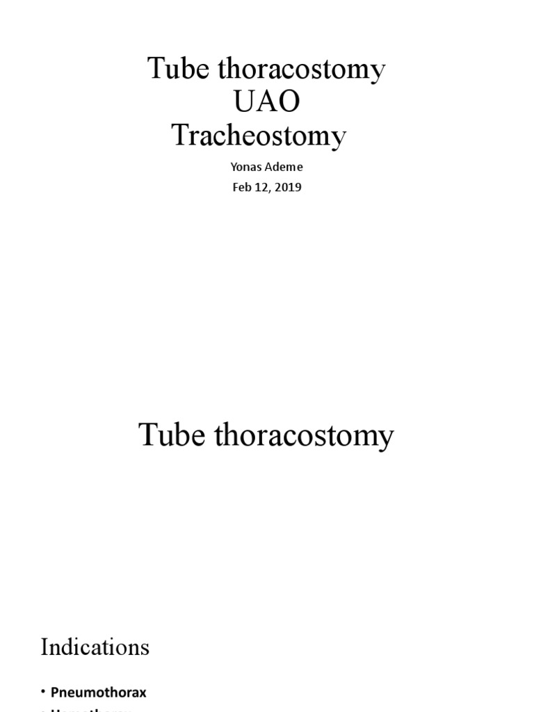 5.tube Thoracostomy, Tracheostomy, UAO PDF Surgery Surgical