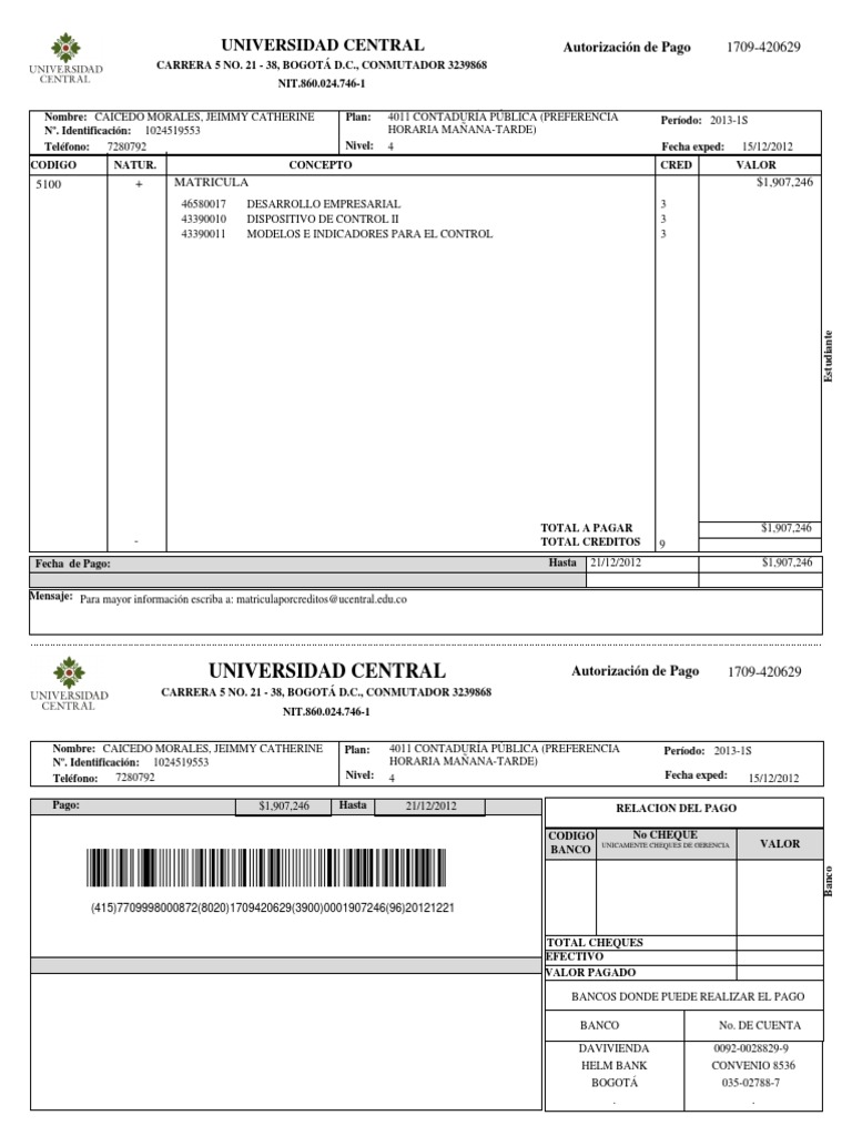 Pago U 1s2013 | PDF | Industrias de servicio