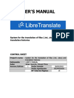 User'S Manual: System For The Translation of Files (.TXT, .Docs) and Translation Histories