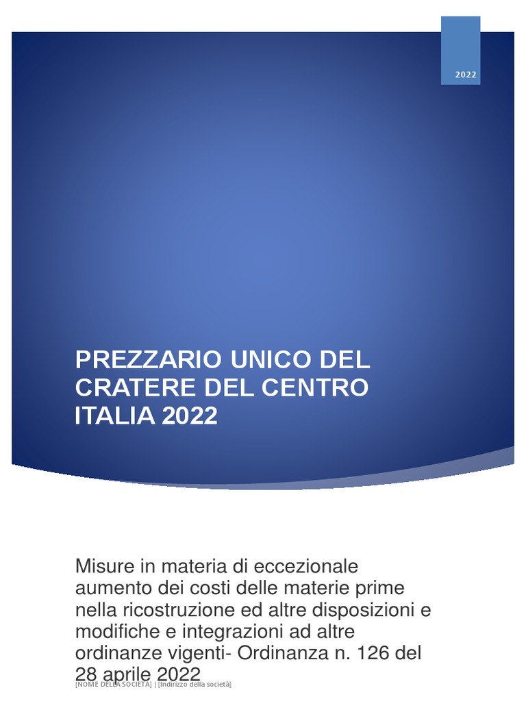 Prezzario Cratere Centro Italia 2022 PDF