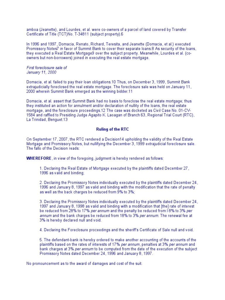 Real Estate Foreclosure Dispute | PDF | Mortgage Law | Foreclosure