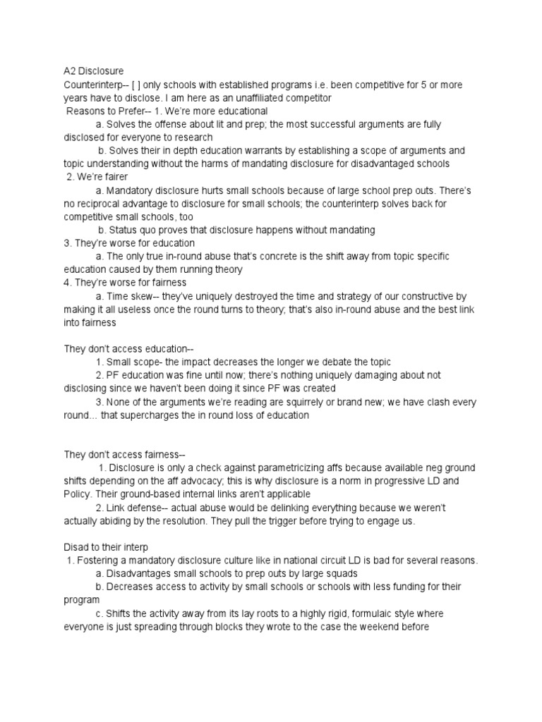 Disclosure Theory A2 | PDF