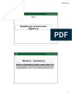 Slydes - Aula 04 - Simplificação de Expr Algébricas