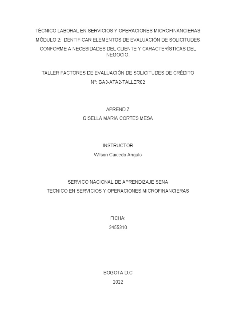 Trabajo Modulo 3 Taller 2 A2 Pdf Bancos Cliente