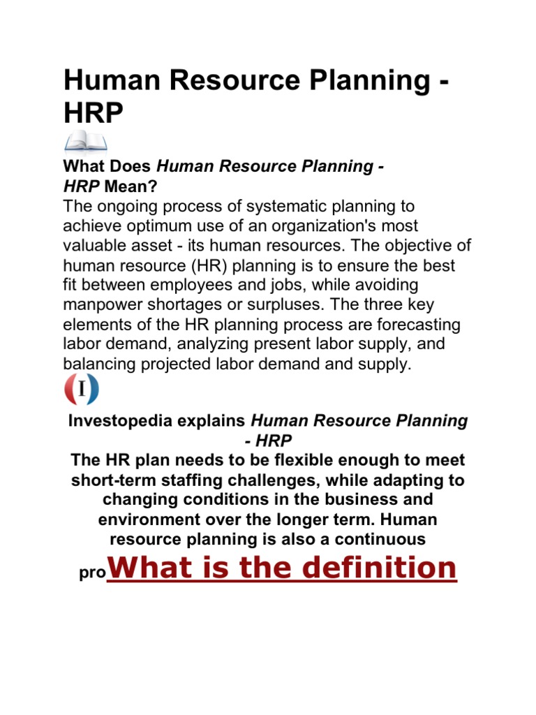 Human Resource Planning PDF
