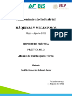 Práctica No.2 - Afilado de Buriles para Torno - Máquinas y Mecanismos - MI-3A