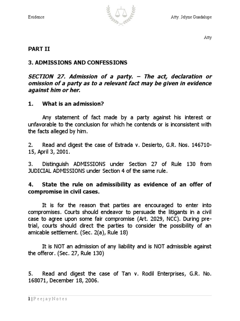 Admissions and Confessions in Evidence | PDF | Conspiracy (Criminal ...