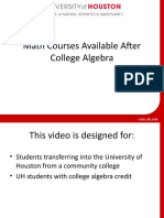 Math Courses Available After College Algebra: NSM - Uh.edu