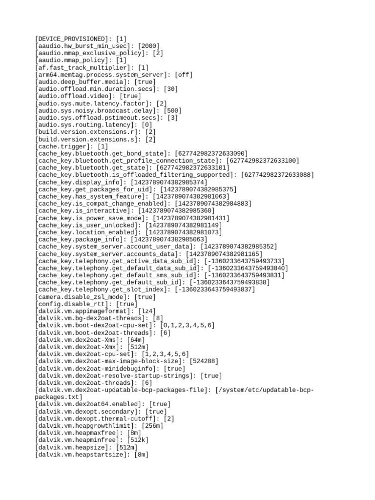 Android System Configuration Settings | PDF | Computing | Electronics