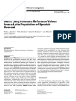 Static Lung Volumes: Reference Values From A Latin Population of Spanish Descent