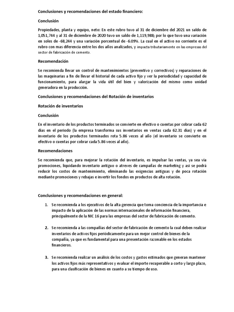 Conclusiones sobre control de inventarios | PDF | Inventario | Activo fijo