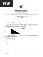 Learning Activity Sheet (LAS) No. Q1-2 Evaluating Functions I. Background Information For Learners