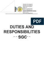 Duties and Responsibilities Sssasasa SGC: Dante Integrated School