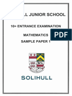 10 Plus Solihull Maths Sample Paper 1