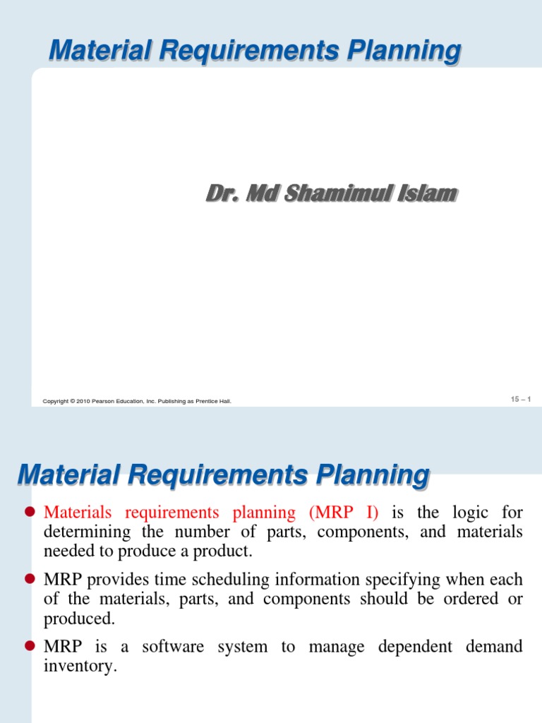 Material Requirements Planning PDF Enterprise Resource Planning