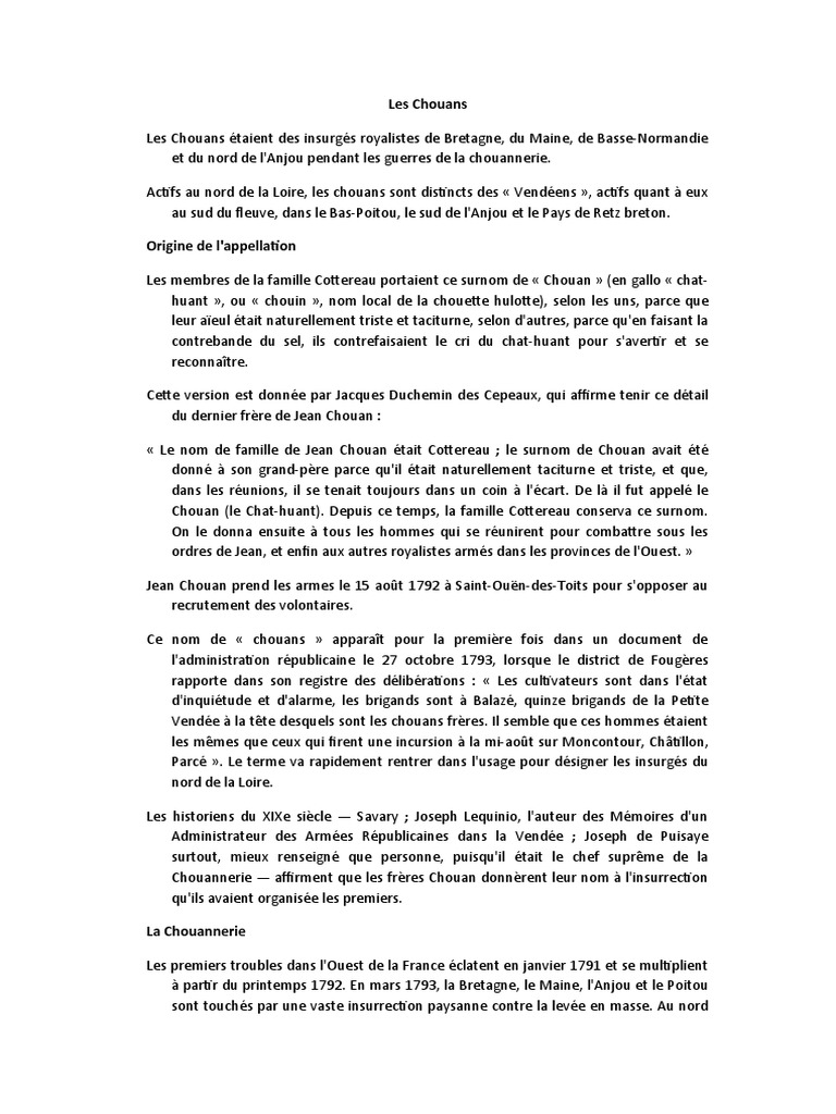 Histoire des Chouans et de la Chouannerie | PDF | Siècle des Lumières ...