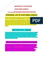 Personal Life of Kasturba Gandhi: Her Political Career