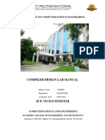 Compiler Design Lab Manual: Department of Computer Science Engineering