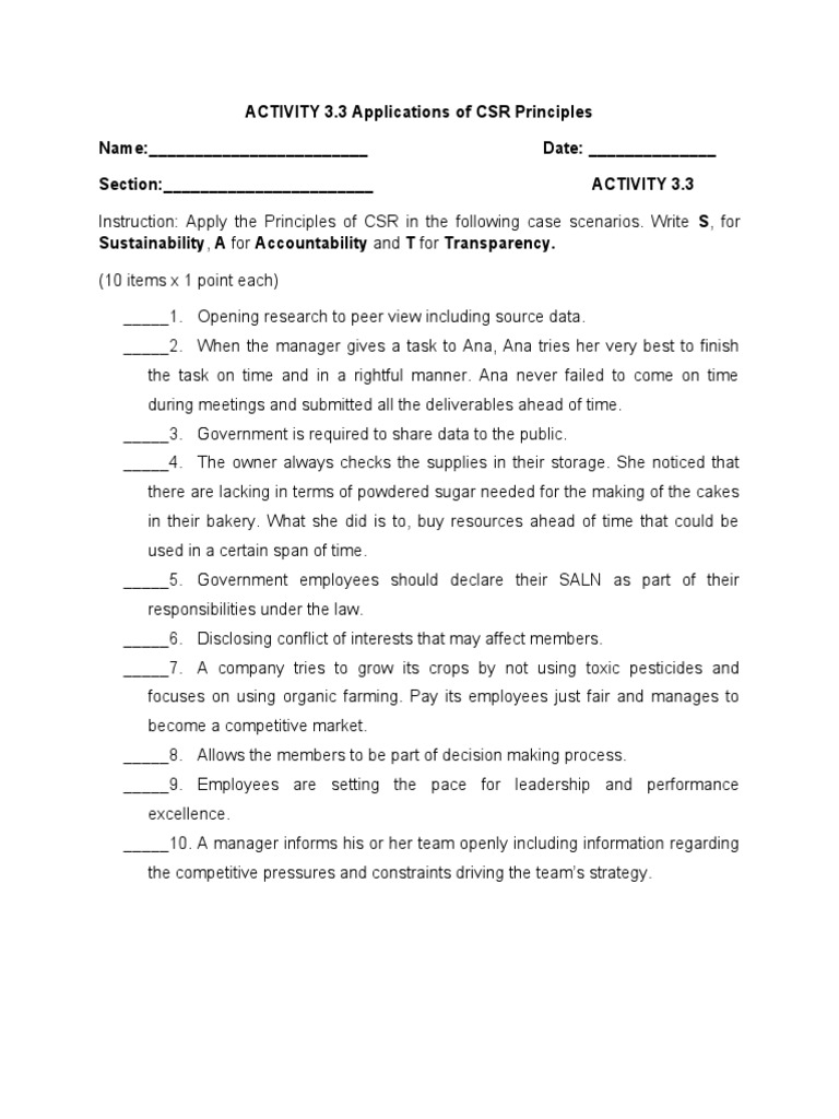 03-BA 314-WEEK 3 ACTIVITY 3.3 Applications of CSR Principles | PDF