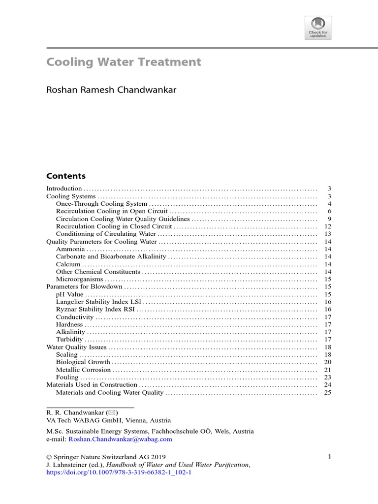 Cooling Water Treatment | PDF | Water | Alkalinity