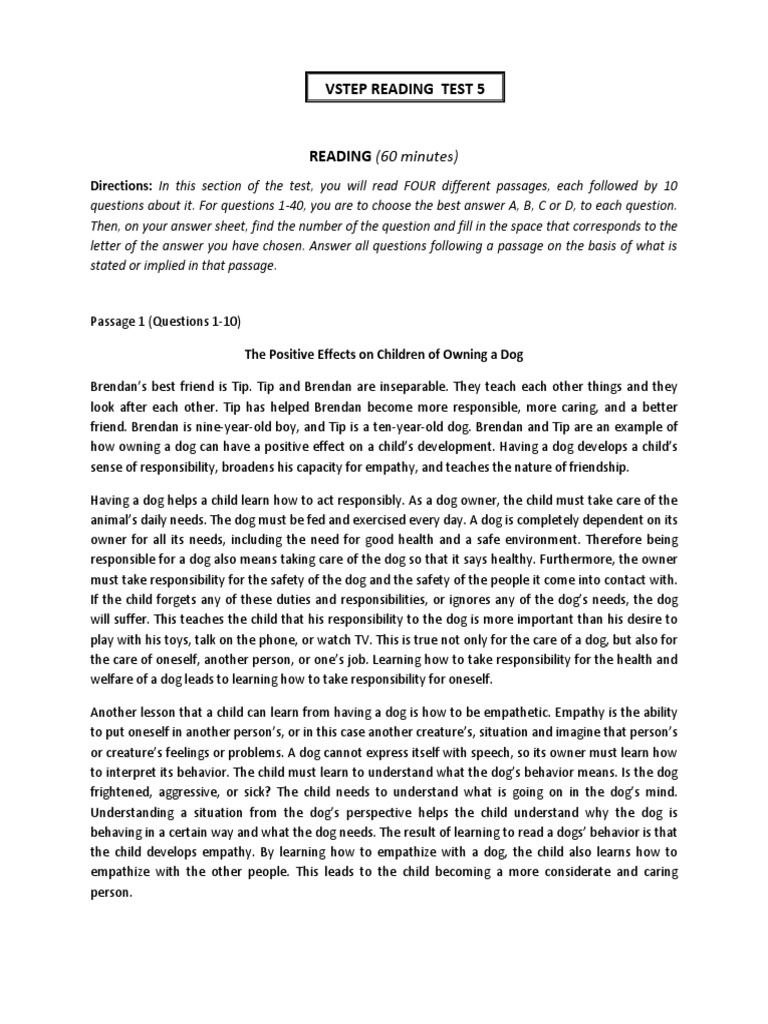 VSTEP B2 Reading Practice Test PDF | PDF | Violin | Empathy