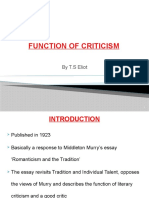 Function of Criticism: by T.S Eliot