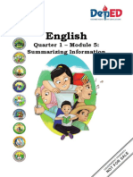 English: Quarter 1 - Module 5: Summarizing Information