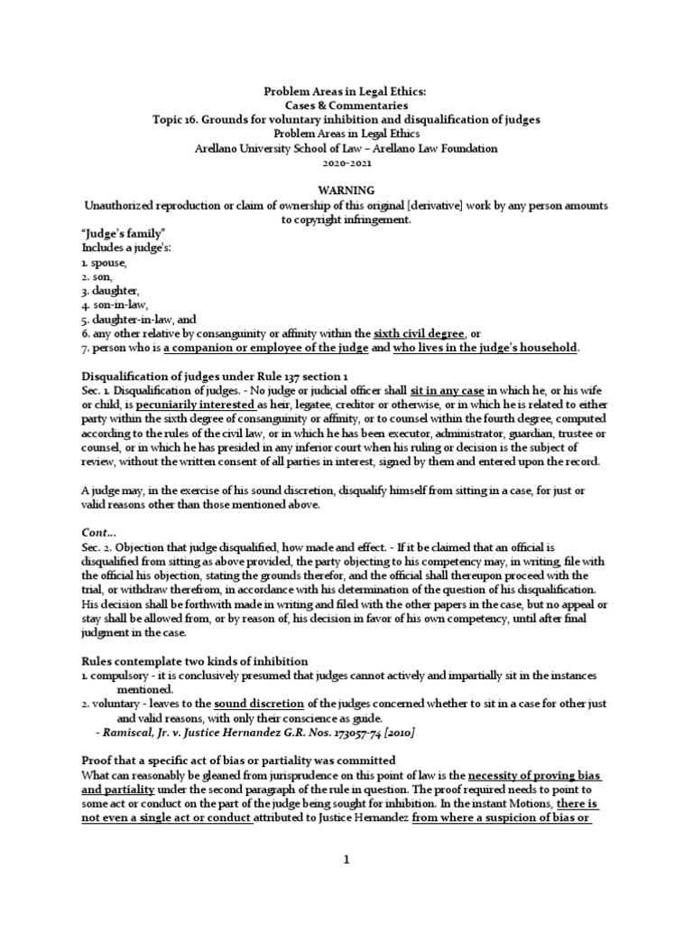 Judge Disqualification and Inhibition Rules | PDF | Judgment (Law ...