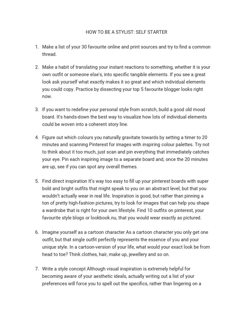 Becoming a Self-Starter Stylist Guide | PDF | Clothing | Textiles