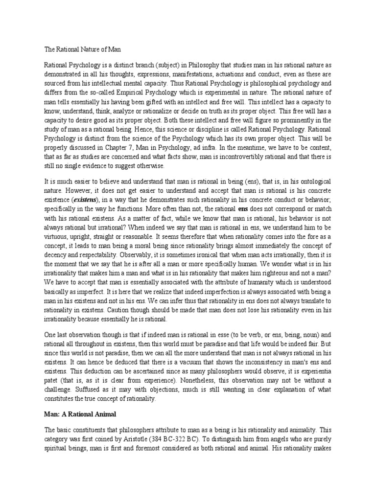 Understanding Man's Rational Nature | PDF | Rationality | Soul