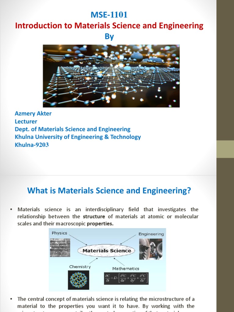 MSE 1101 PDF Composite Material Materials Science