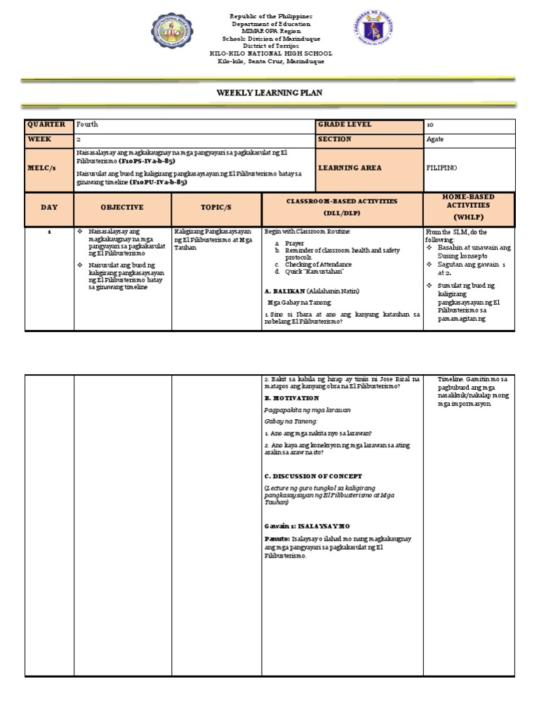 Week 2 Day 1 Filipino Pdf