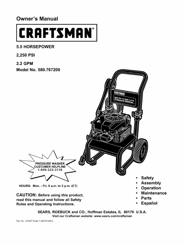 Craftsman 580 Pressure Washer Manual | PDF | Motor Oil | Gasoline