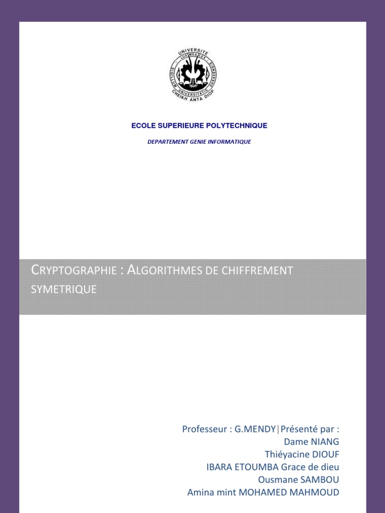 Algorithmes de Chiffrement Symétrique | PDF | Cryptographie ...