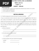 Cbse Class 3 English Sample Paper Term 2 GD Goenka