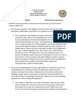 La Carlota City College Graduate School Educational Management 102 School Legislation Final Exam Name: Irish Christian G. Babrosa