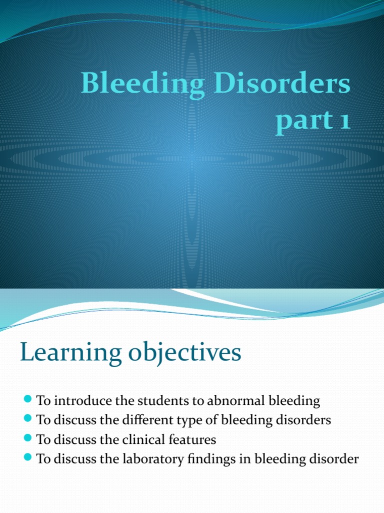 Overview of Bleeding Disorders | PDF | Platelet | Coagulation
