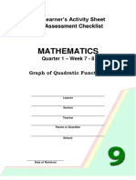 Mathematics: Learner's Activity Sheet Assessment Checklist