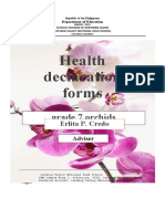 Health Declaration Forms: Grade 7 Orchids