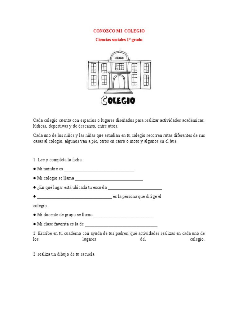 Conozco Mi Colegio 1° | PDF