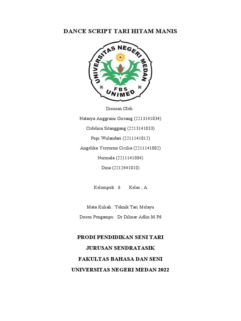 Dance Script Tari Hitam Manis - Kelompok 6 | PDF