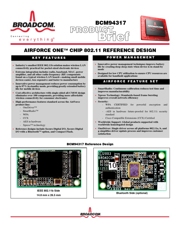 Airforce One™ Chip 802.11 Reference Design: Key Features Power ...