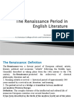 The Renaissance Period in English Literature: Key Developments and Writers
