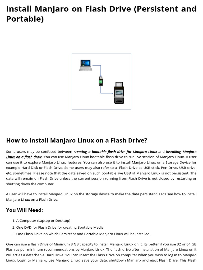 Install Manjaro On Flash Drive Persistent And Portable